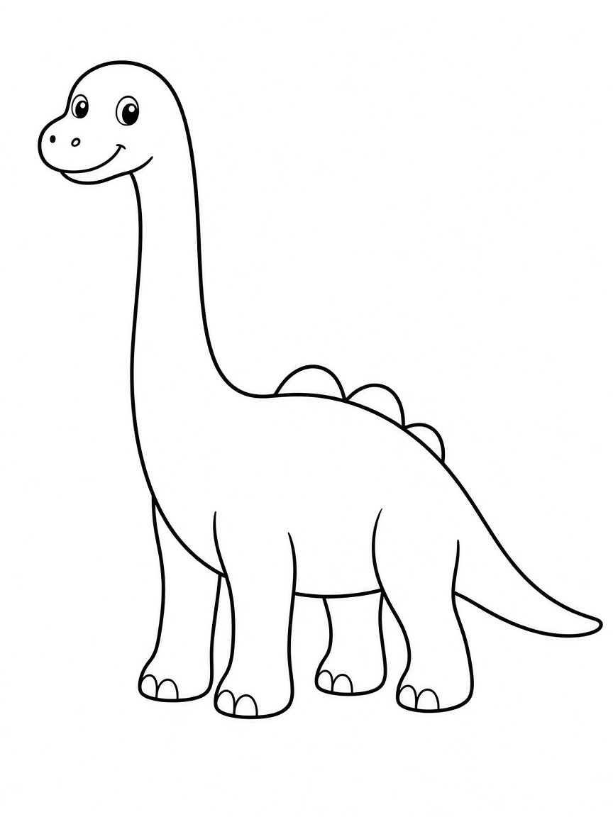 Simple brachiosaurus coloring page for preschool thick outlines