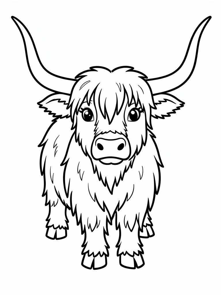 Highland Cow Coloring Page printable coloring page