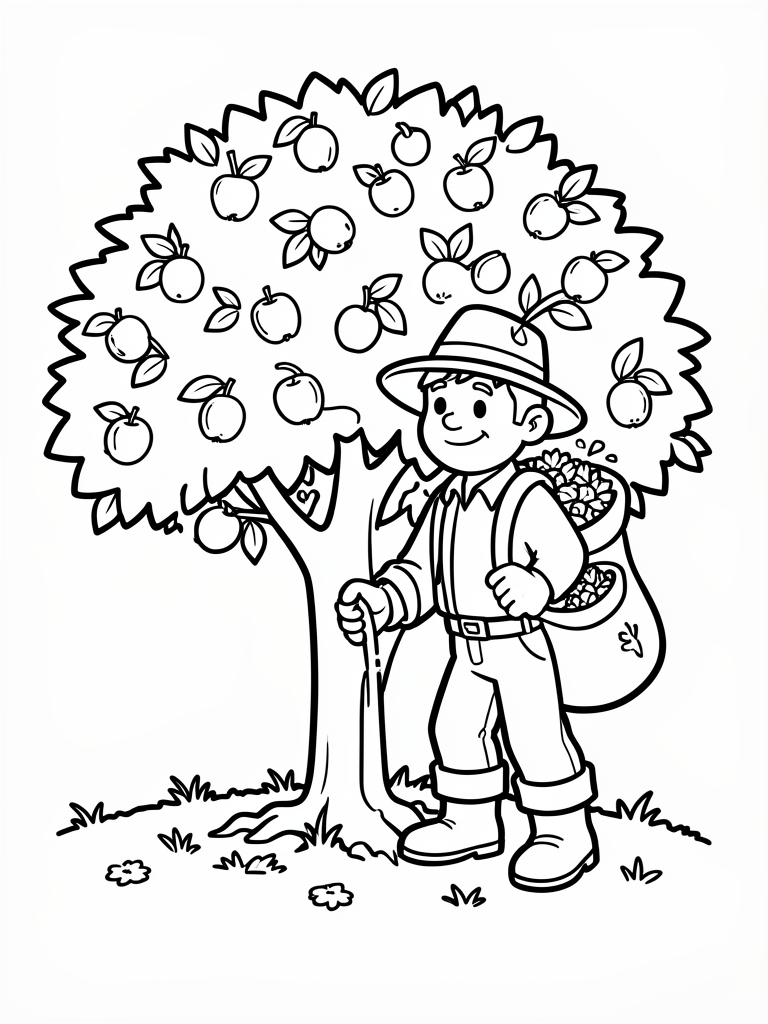 Johnny Appleseed Coloring Page printable coloring page